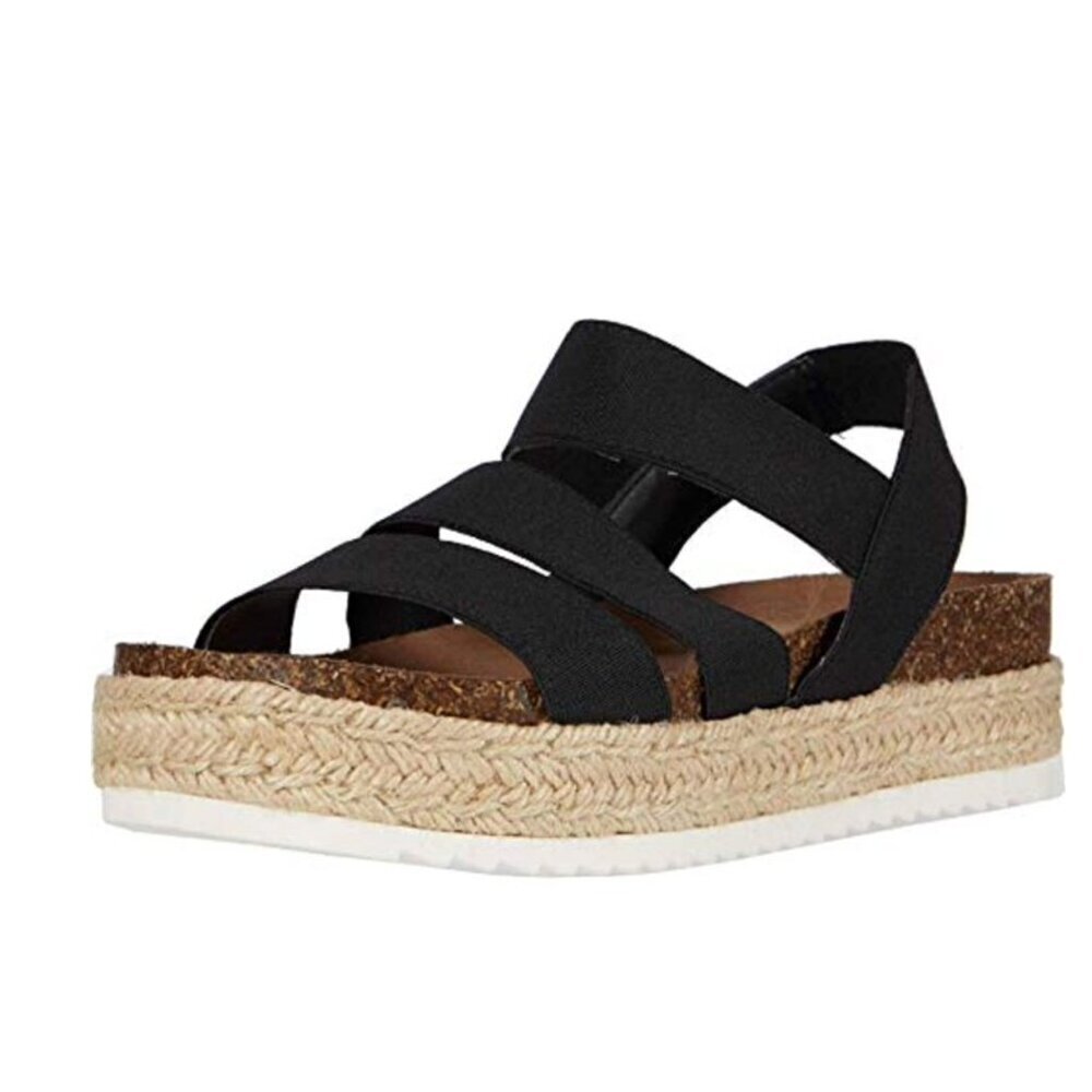 Madden Girl Black Strappy Espadrille Platform Sandals